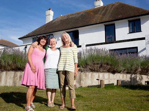 image from the guardian of three white women standing on the lawn of a new home